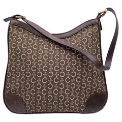 Celine Vintage Brown C Macadam Canvas Leather Shoulder Bag