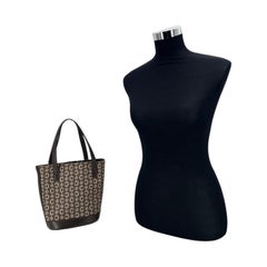Celine Vintage Brown C Macadam Canvas Small Bucket Tote Bag
