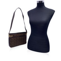 Celine Vintage Brown Macadam C Canvas Caleche Shoulder Bag