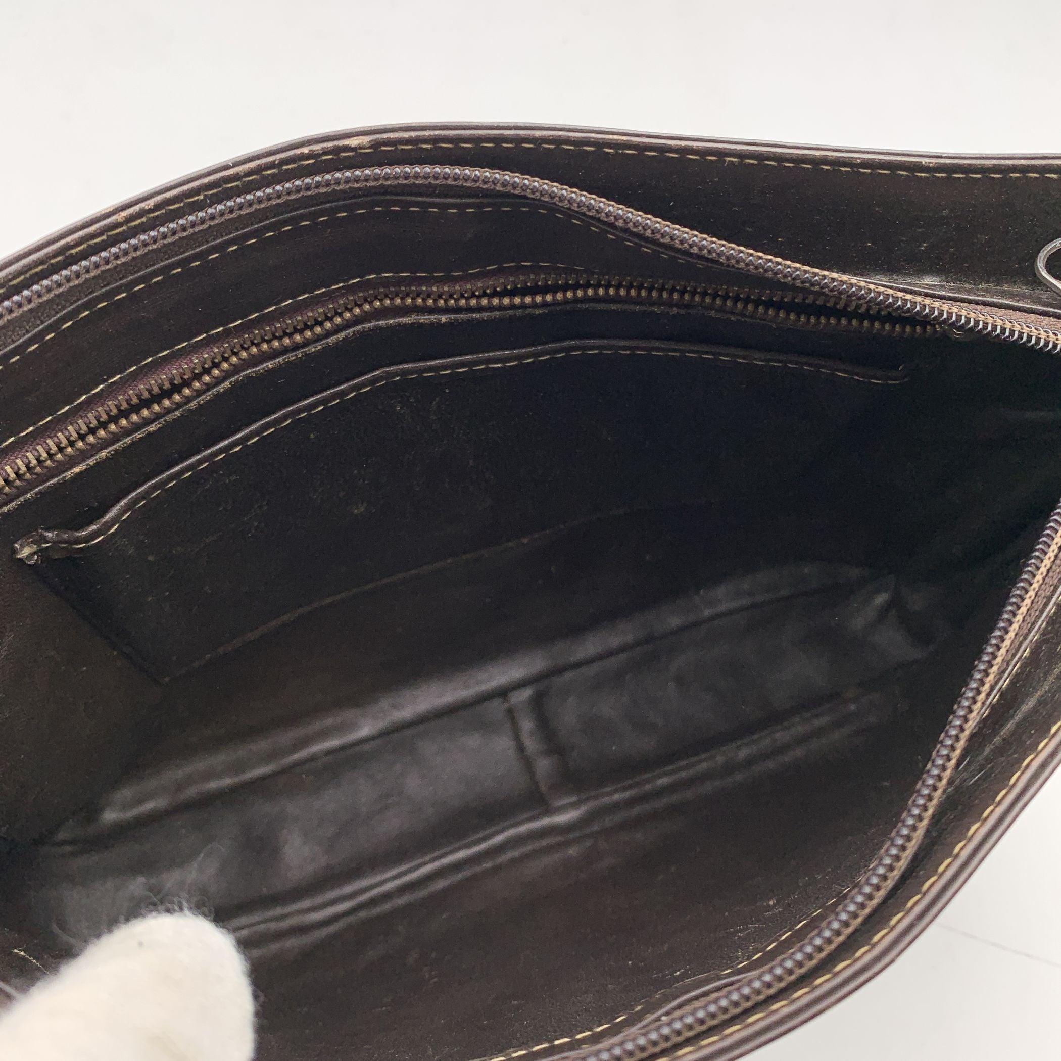  Celine Vintage Brown Macadam C Canvas Caleche Shoulder Bag Pour femmes 