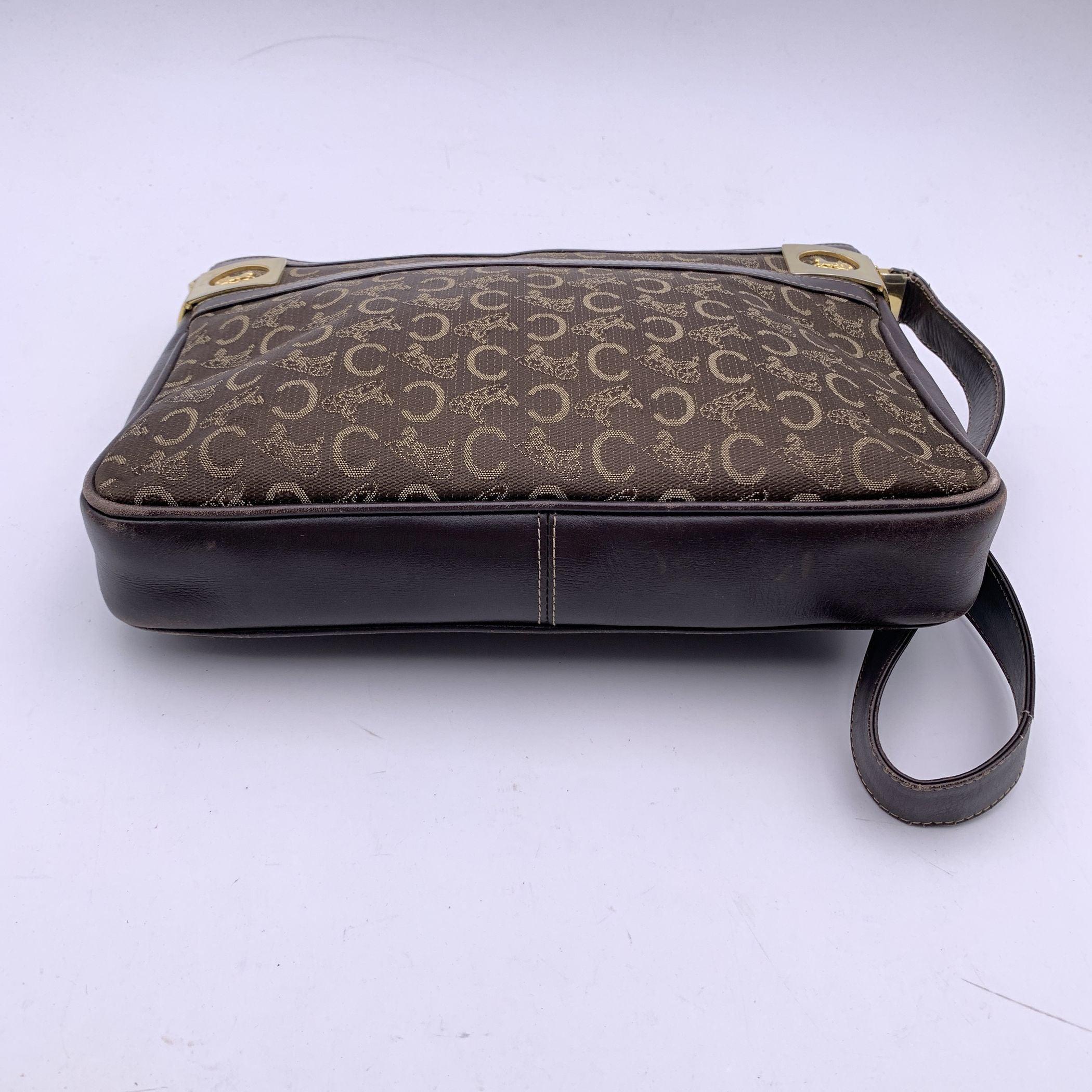 Celine Vintage Brown Macadam C Canvas Caleche Shoulder Bag 1