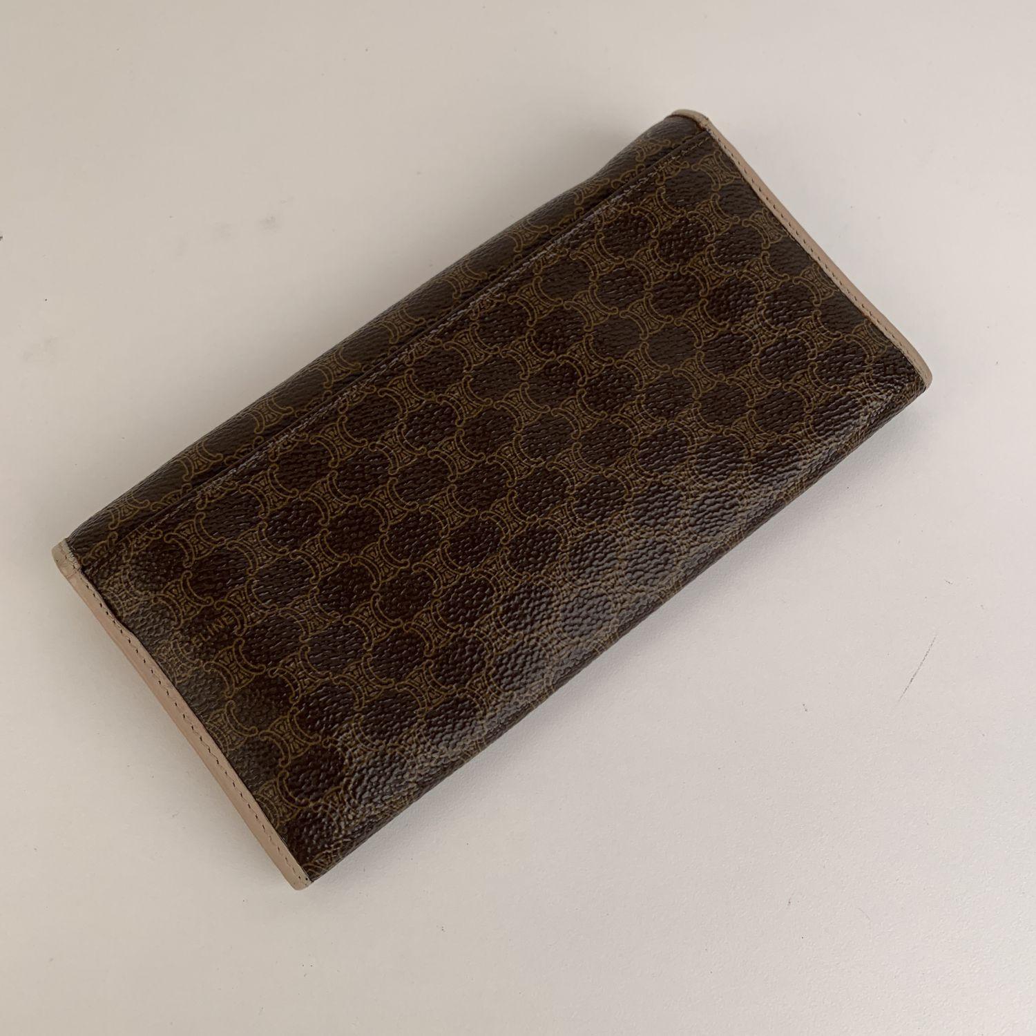 Black Celine Vintage Brown Macadam Camvas Continental Wallet