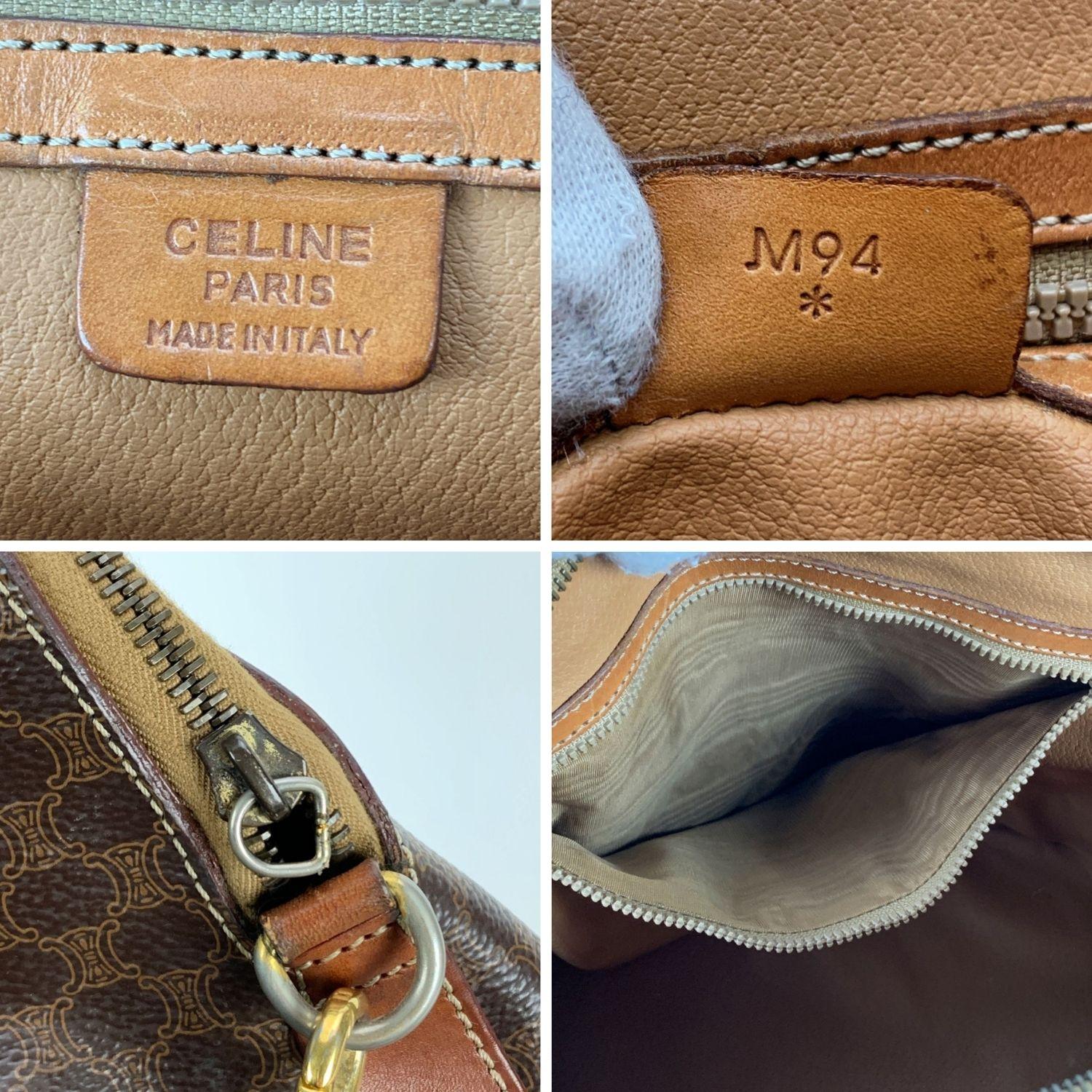 Celine Vintage Brown Macadam Canvas Bag with Shoulder Strap