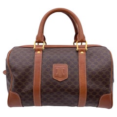 Celine Vintage Brown Macadam Canvas Boston Tasche Duffel Duffle