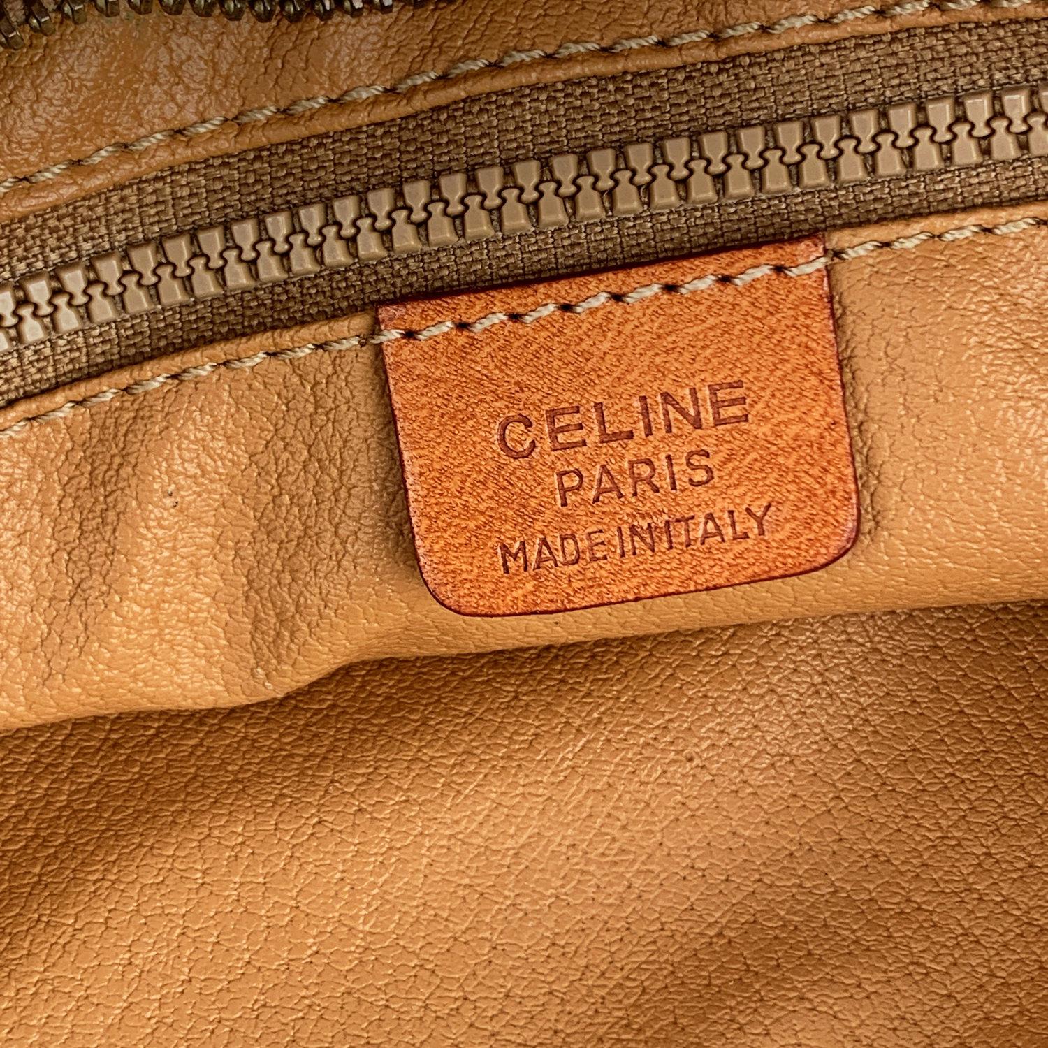 Celine Vintage Brown Macadam Canvas Cosmetic Bag Clutch Purse 4