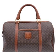 Braune Macadam Canvas Duffel Duffle Boston Tasche von Celine
