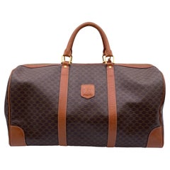 Celine Vintage Bolsa de viaje de lona marrón macadán Duffle
