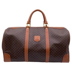 Celine Vintage Brown Canvas Duffle Duffel Travel Bag