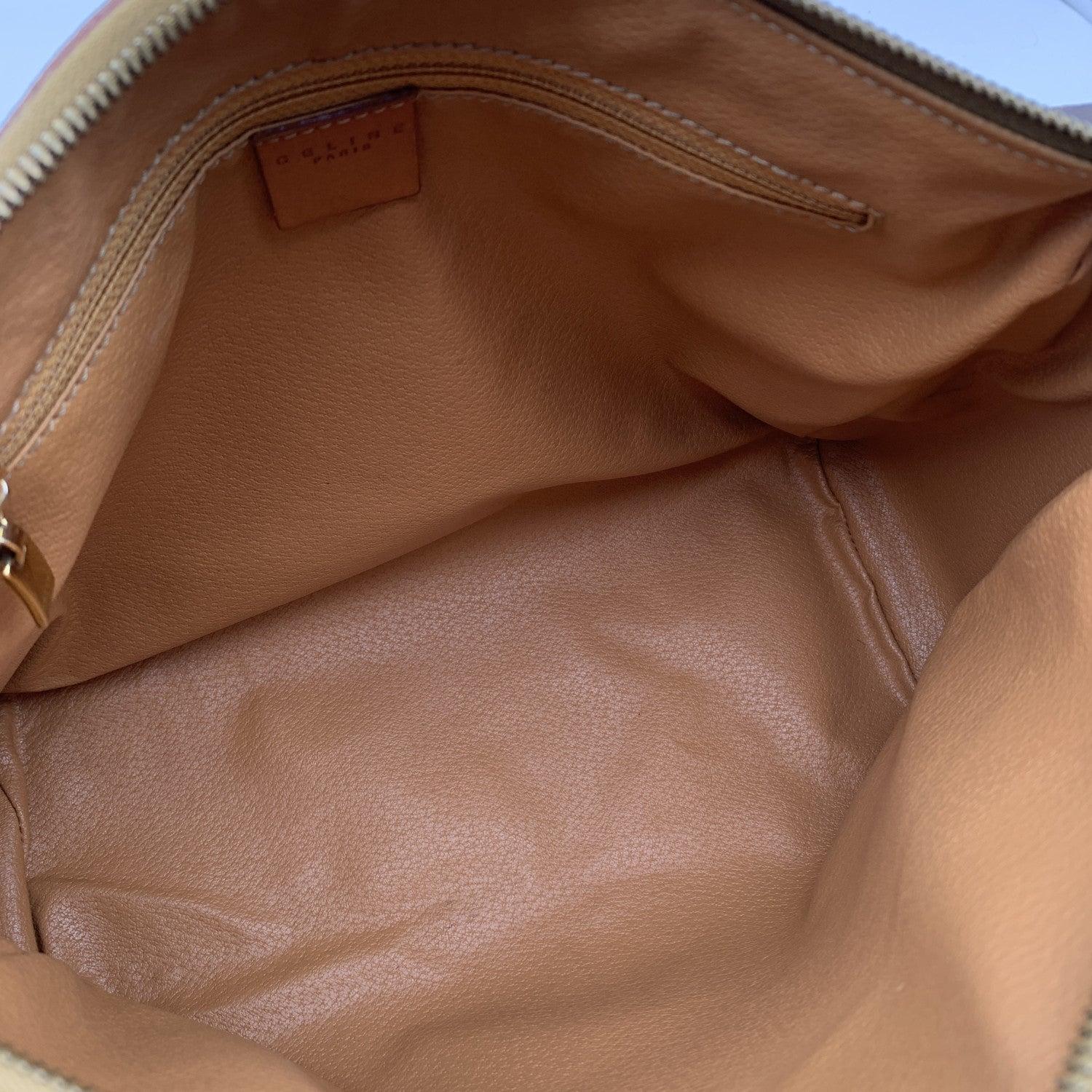Celine Vintage Brown Macadam Canvas Handbag Satchel Bag 2