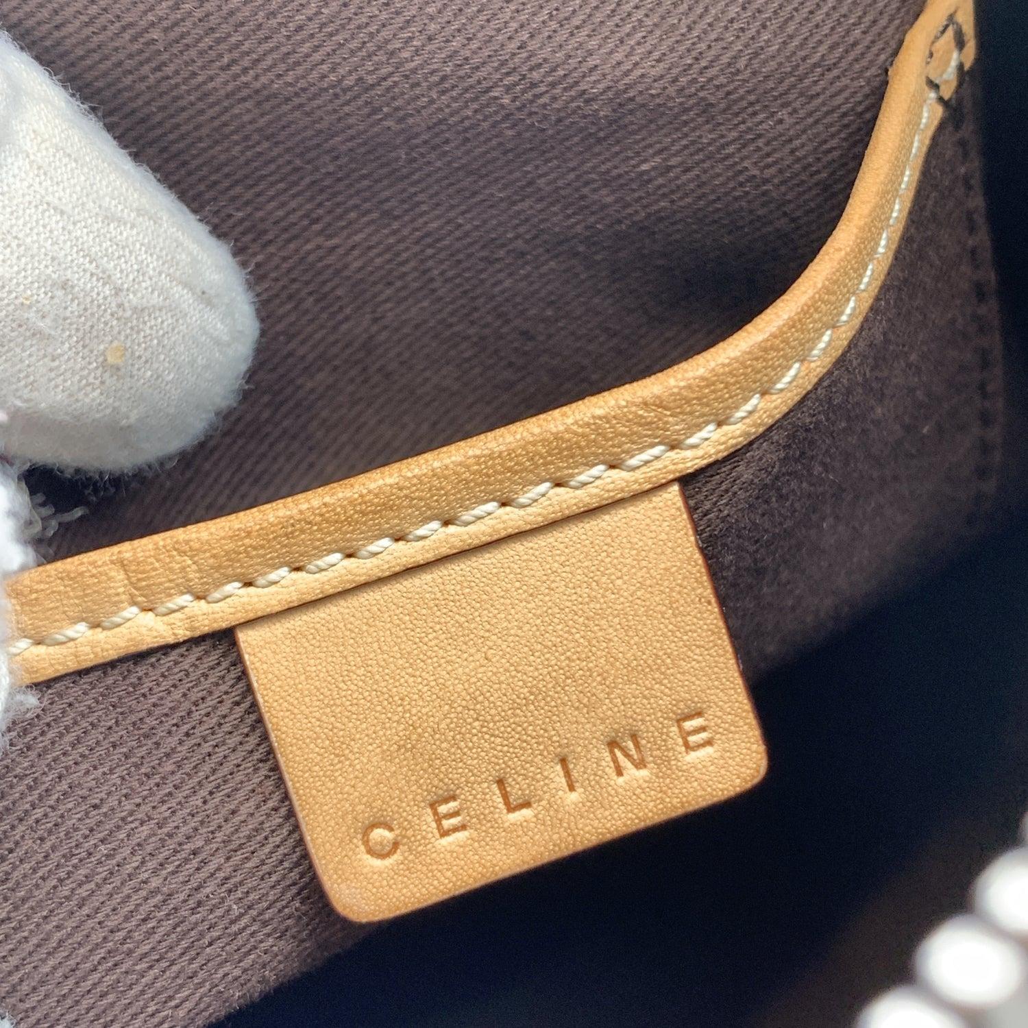 Celine Vintage Brown Macadam Canvas Shoulder Bag Tote For Sale 2