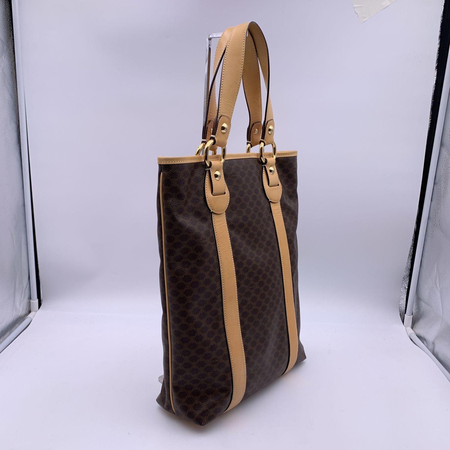 Celine Vintage Brown Macadam Canvas Tote Bag Shopper 4