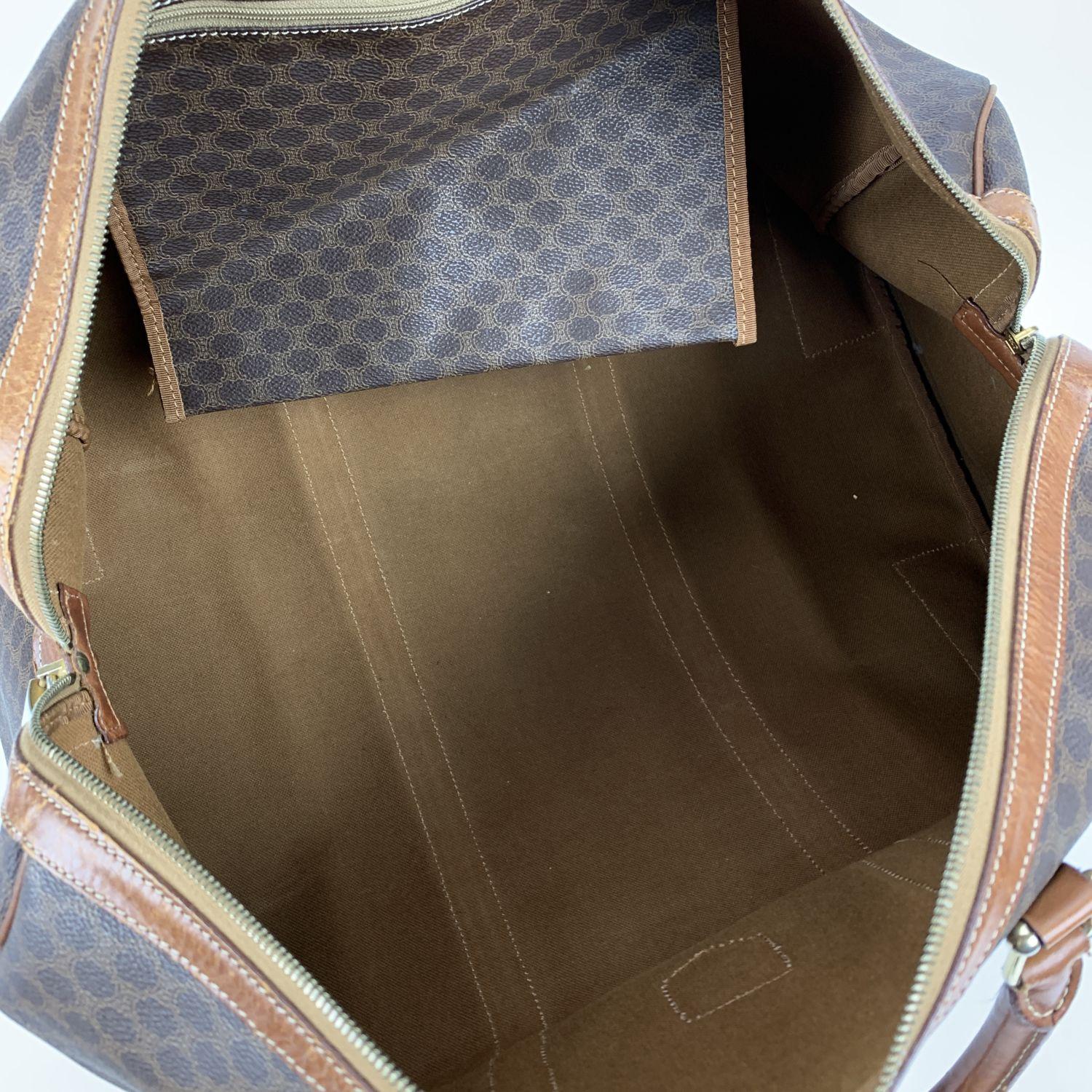 Celine Vintage Brown Macadam Canvas Travel Duffle Duffel Bag 1