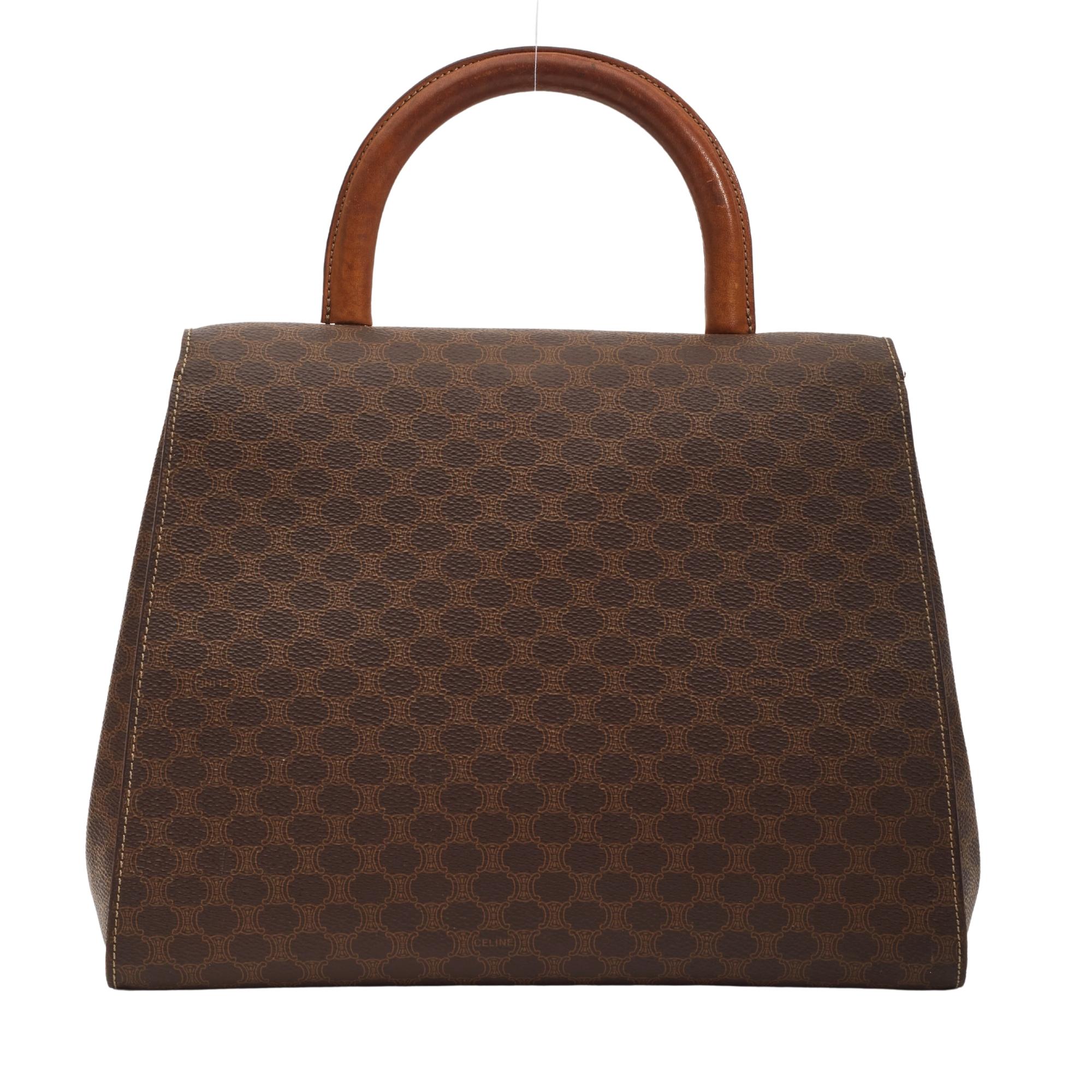 Celine Vintage Brown Monogram Kelly Bag In Good Condition In Montreal, Quebec