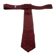 Celine Vintage Brown Silk Horse Shoe Print Tie