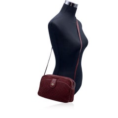 Celine Vintage Burgund Macadam Canvas und Leder Umhängetasche