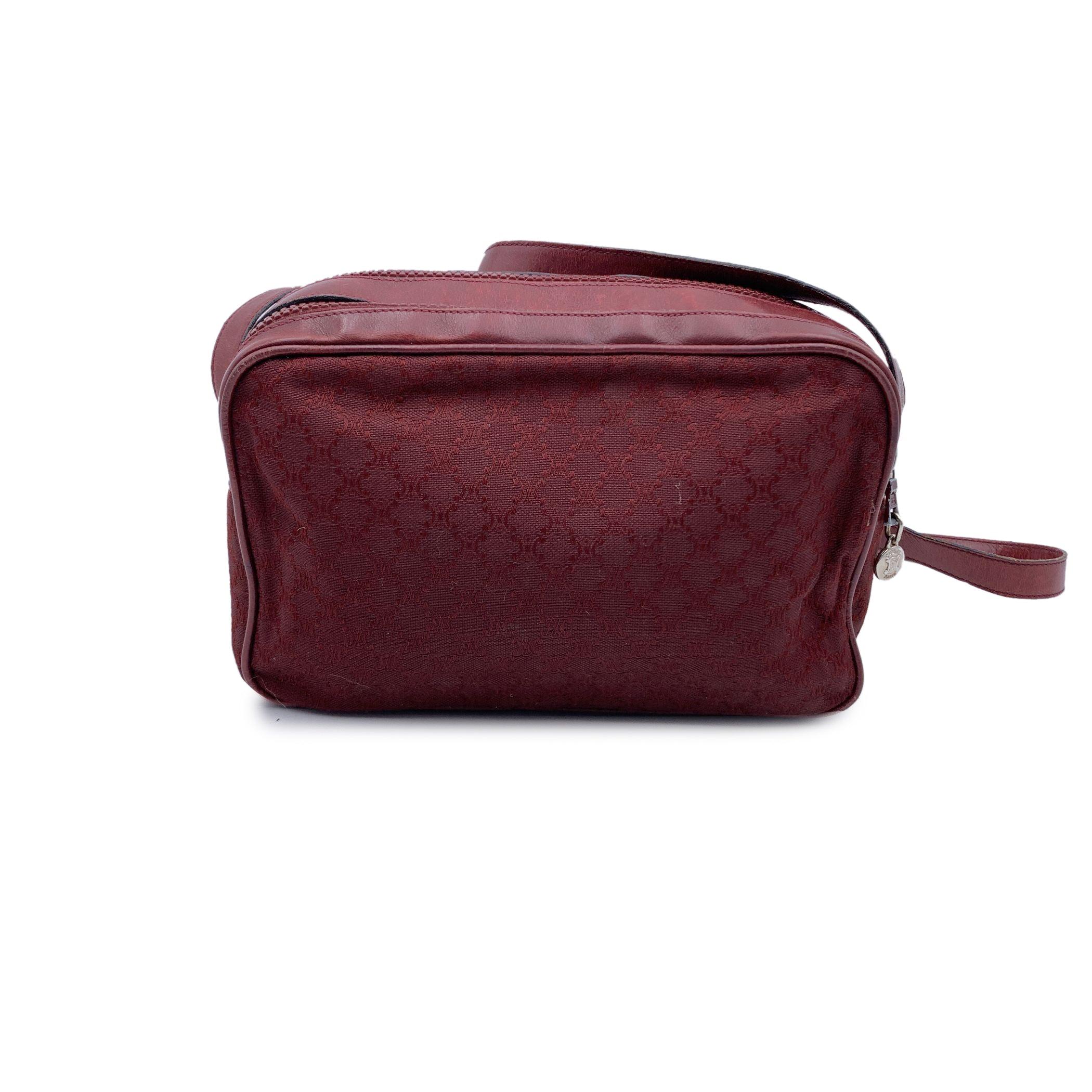 Women's Celine Vintage Burgundy Macadam Canvas and Leather Shoulder Bag