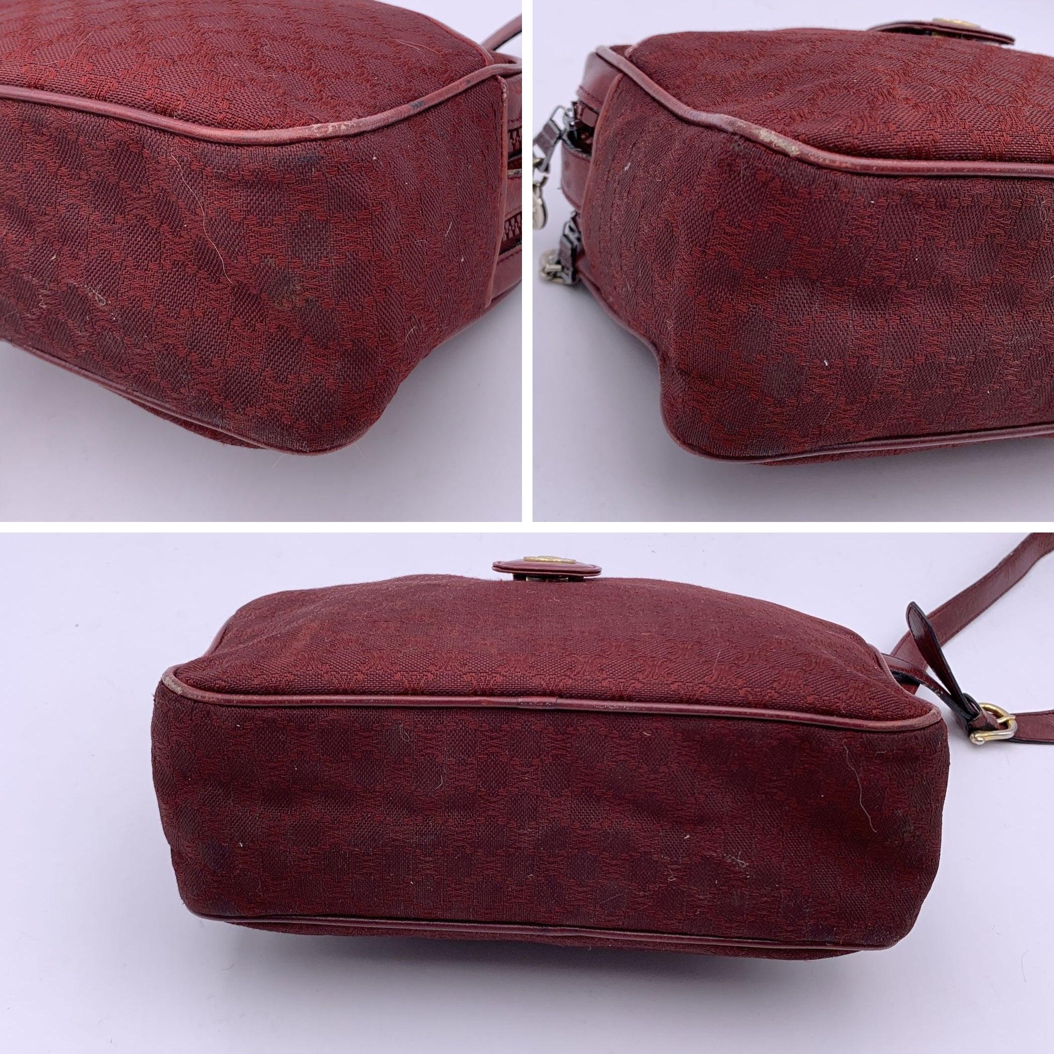 Celine Vintage Burgundy Macadam Canvas and Leather Shoulder Bag 1