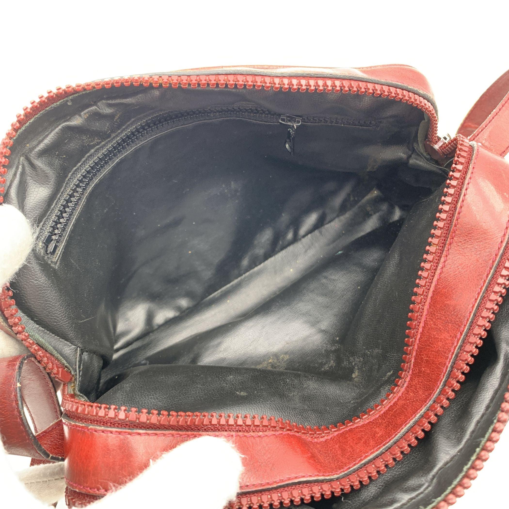 Celine Vintage Burgundy Macadam Canvas and Leather Shoulder Bag 3
