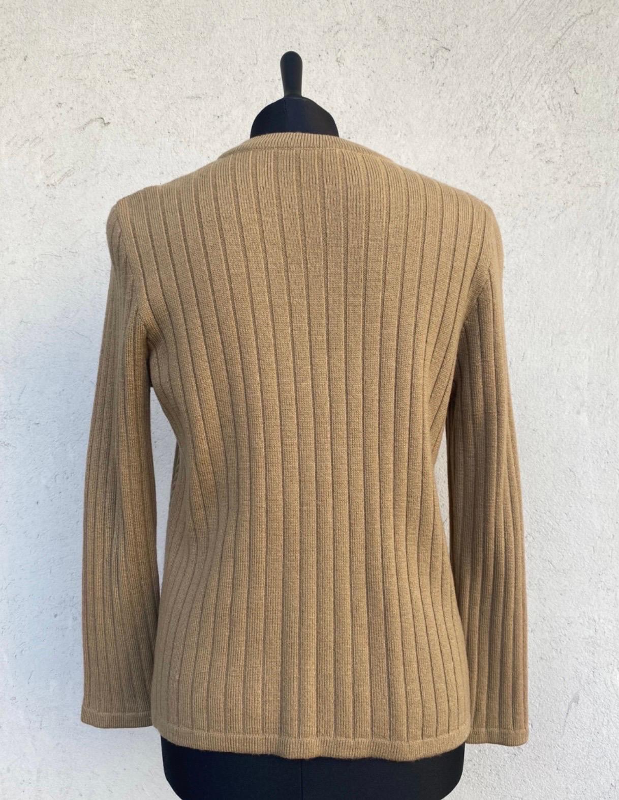 Women's or Men's Celine vintage caramel wool Cardigan  For Sale