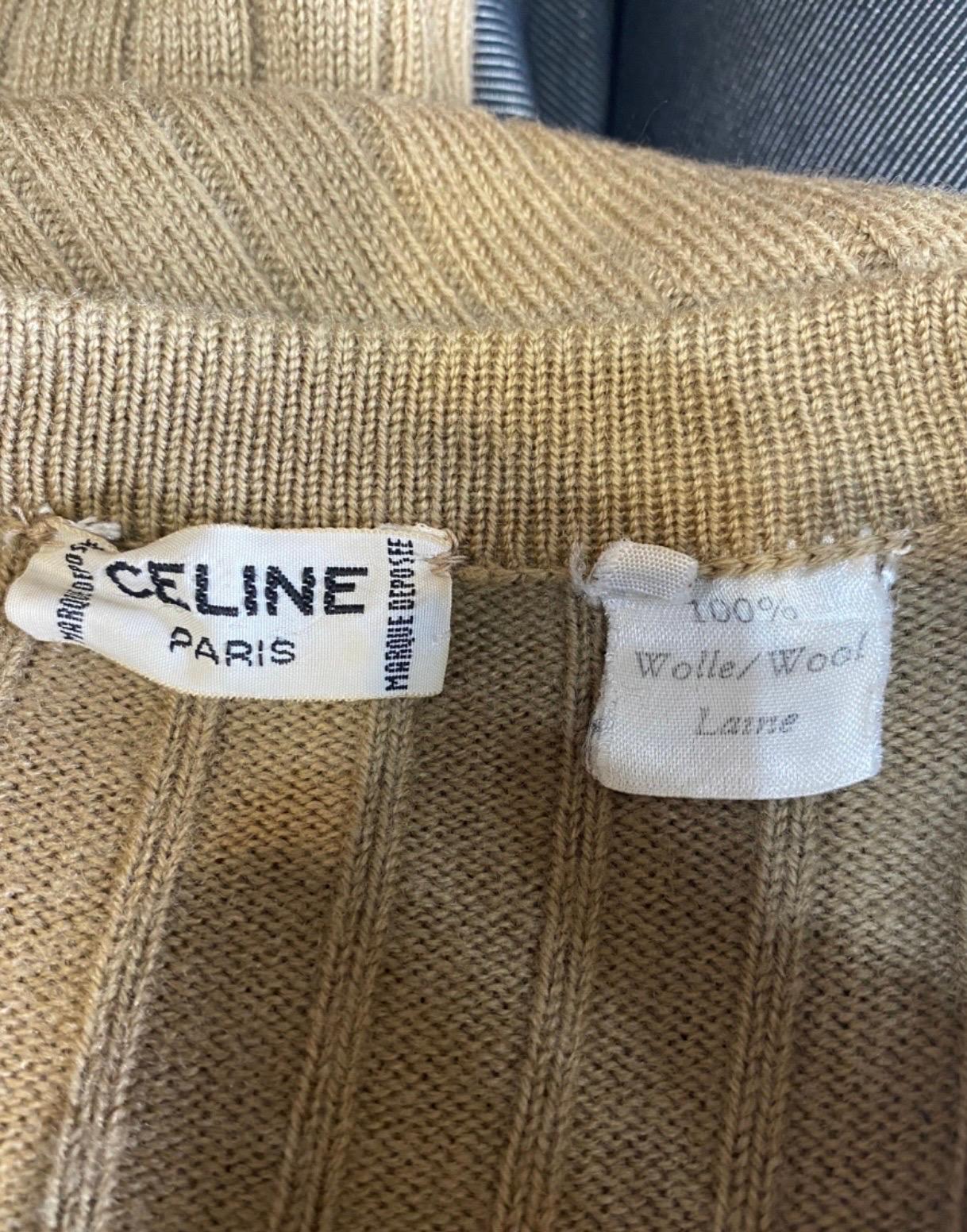 Celine vintage caramel wool Cardigan  For Sale 2