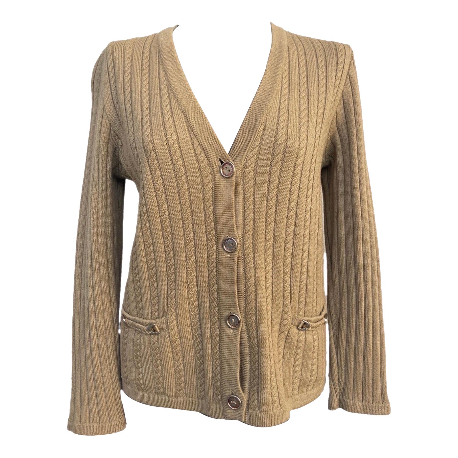 Cárdigan de lana caramelo vintage Celine