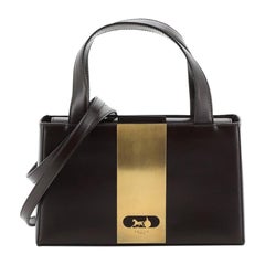 Celine  Vintage Carriage Crossbody Tote Leather with Metal Detail