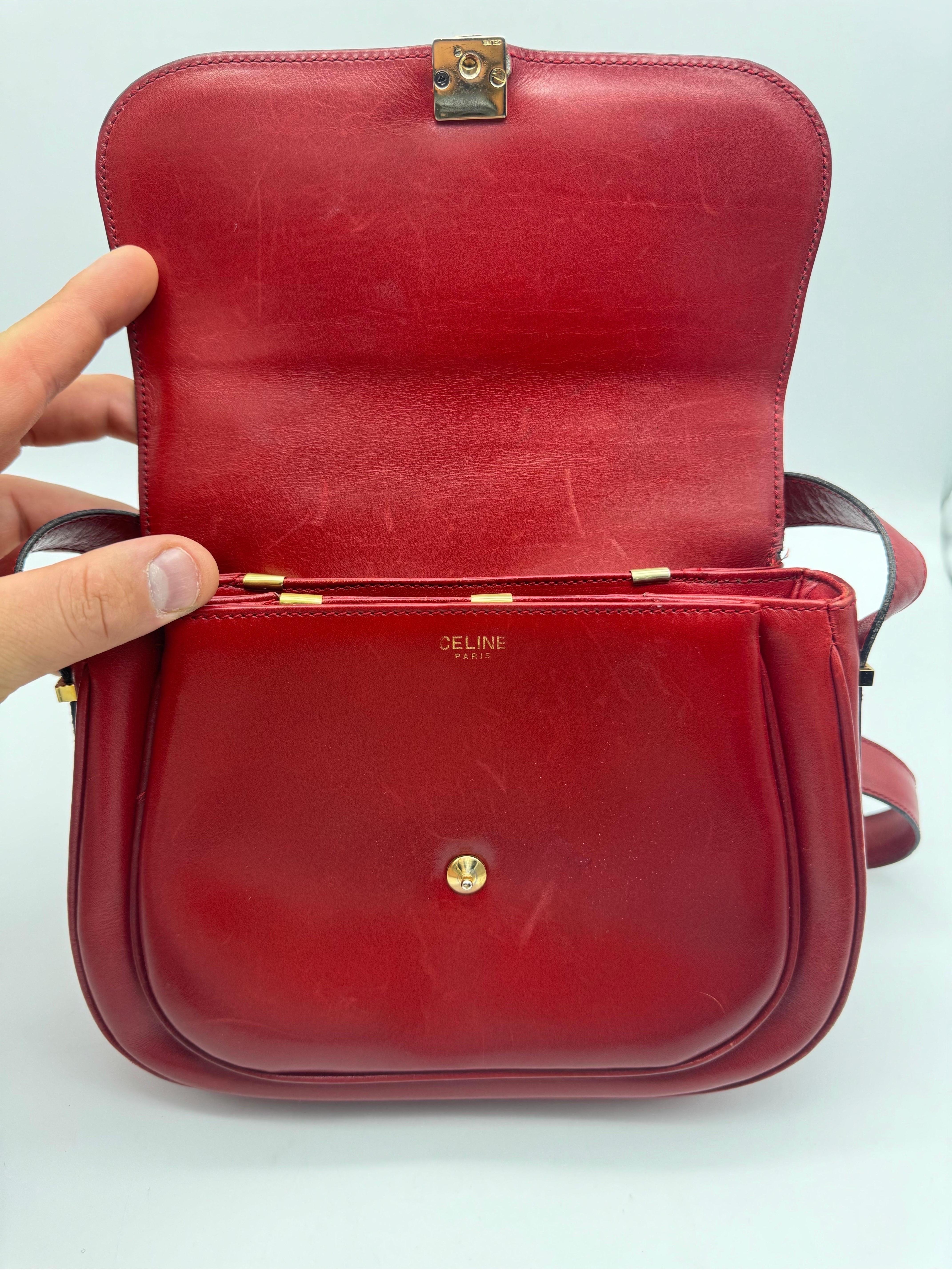 Bolso Céline VINTAGE CELINE CLASSIC BANDOULIERE  cuero rojo 3