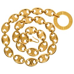 Celine vintage chunky large signed gold logo link chain belt