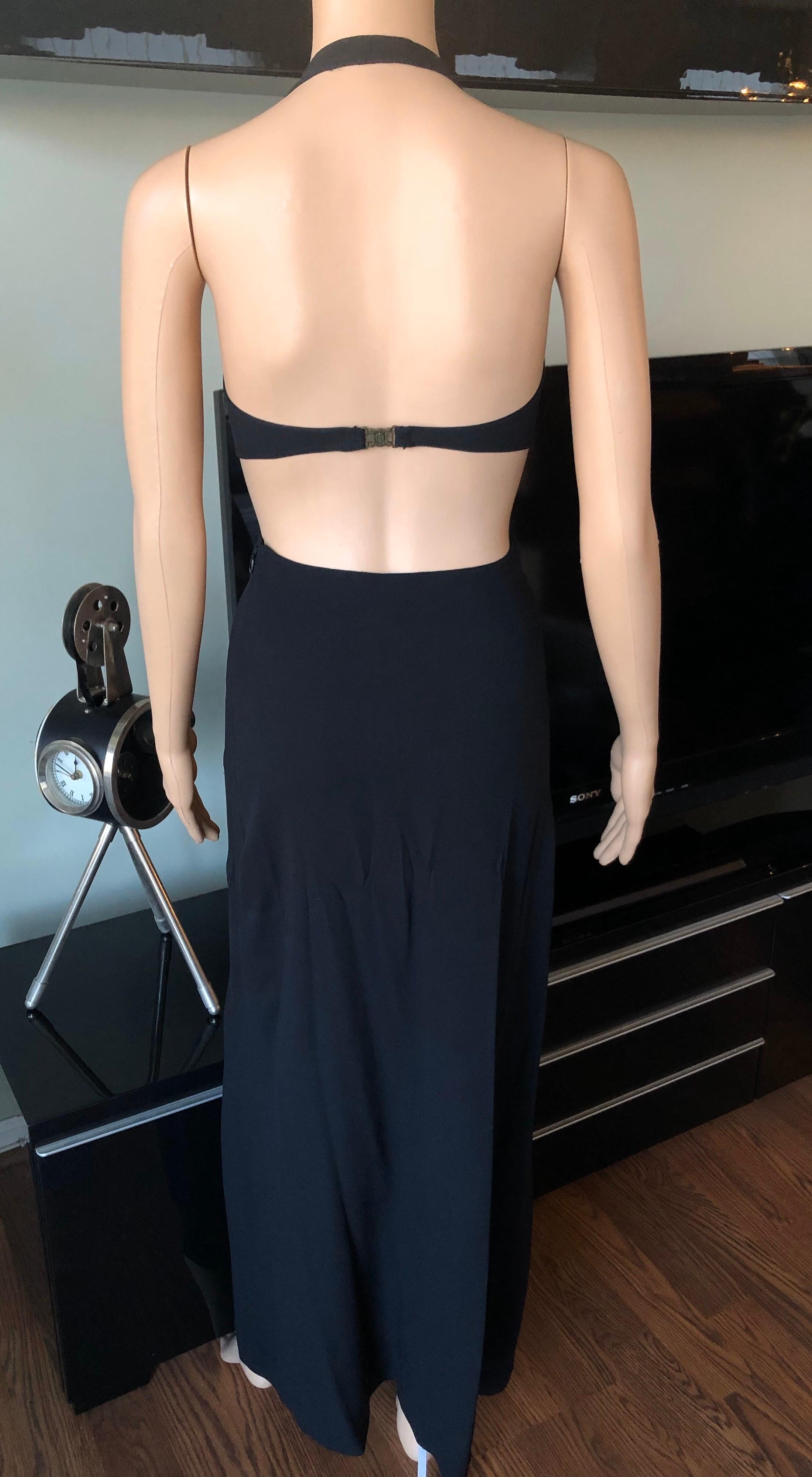 Celine Vintage Cutout Black Maxi Dress Gown In Good Condition In Naples, FL