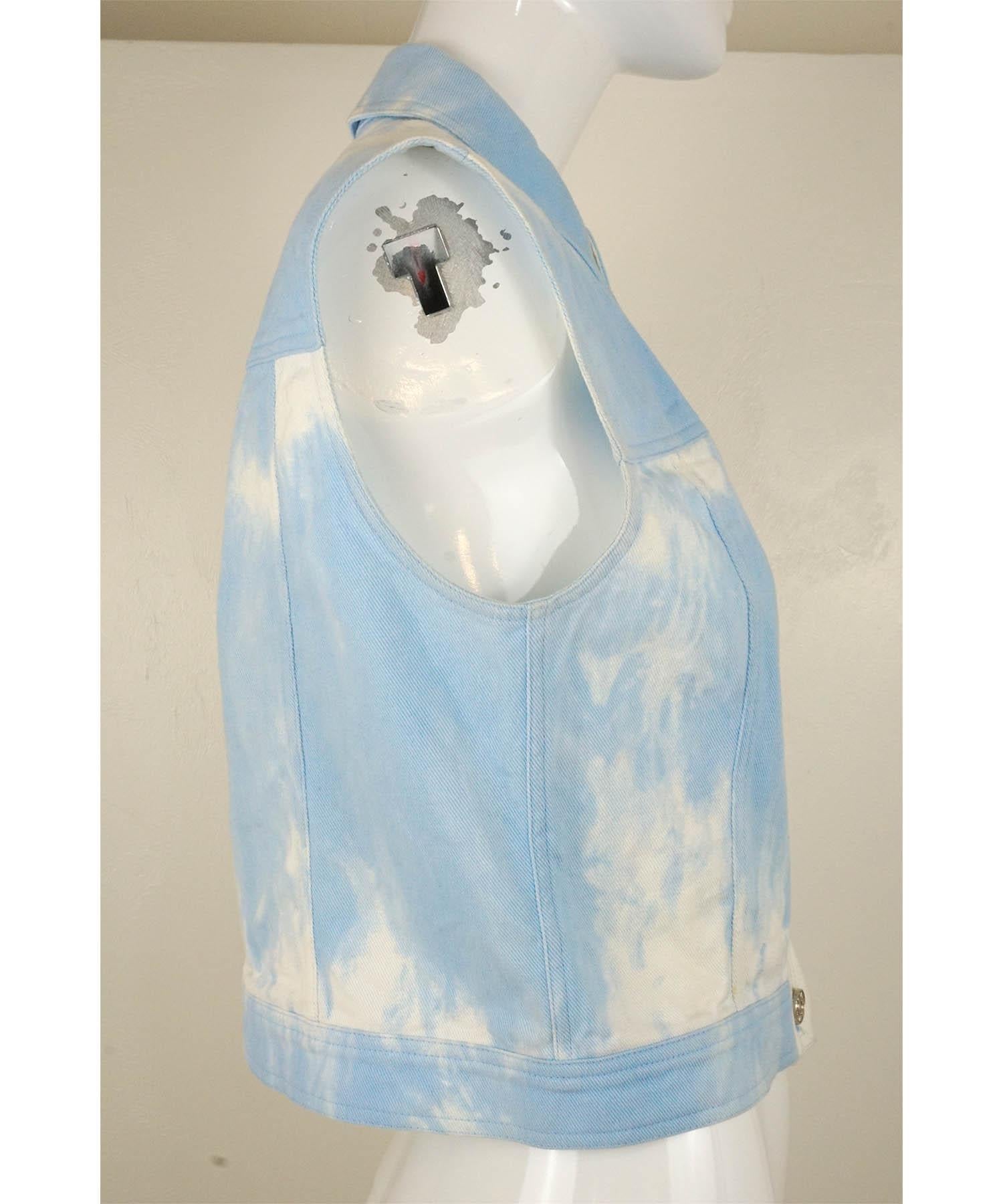 Celine Vintage Denim Cloud Vest Y2K Early 2000's In Excellent Condition For Sale In Carmel, CA