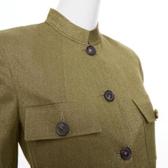 CELINE Vintage Finition Main metallic wool blend military safari jacket FR36 S