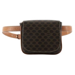 Celine Vintage Flap Belt Bag Macadam Coated Canvas Small