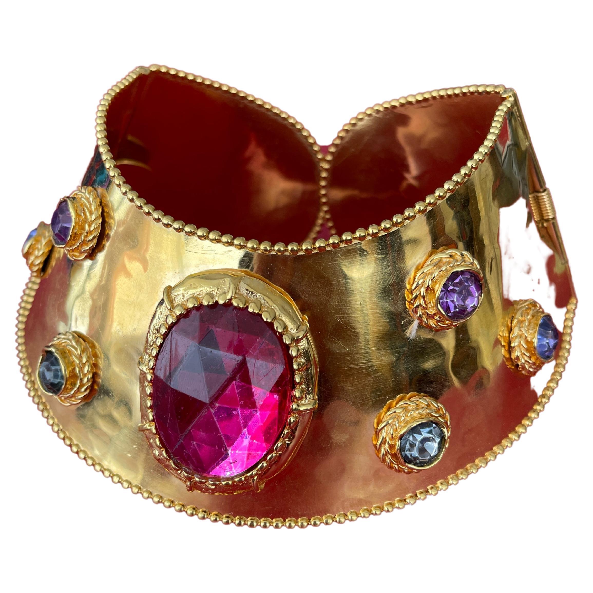 Celine vintage gold choker with gemstones RARE 'one of a kind' For Sale