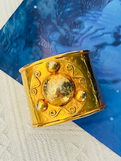 Celine Vintage Gold Globe Celestial Stars Sun Manschette Cuff Bangle Bracelet