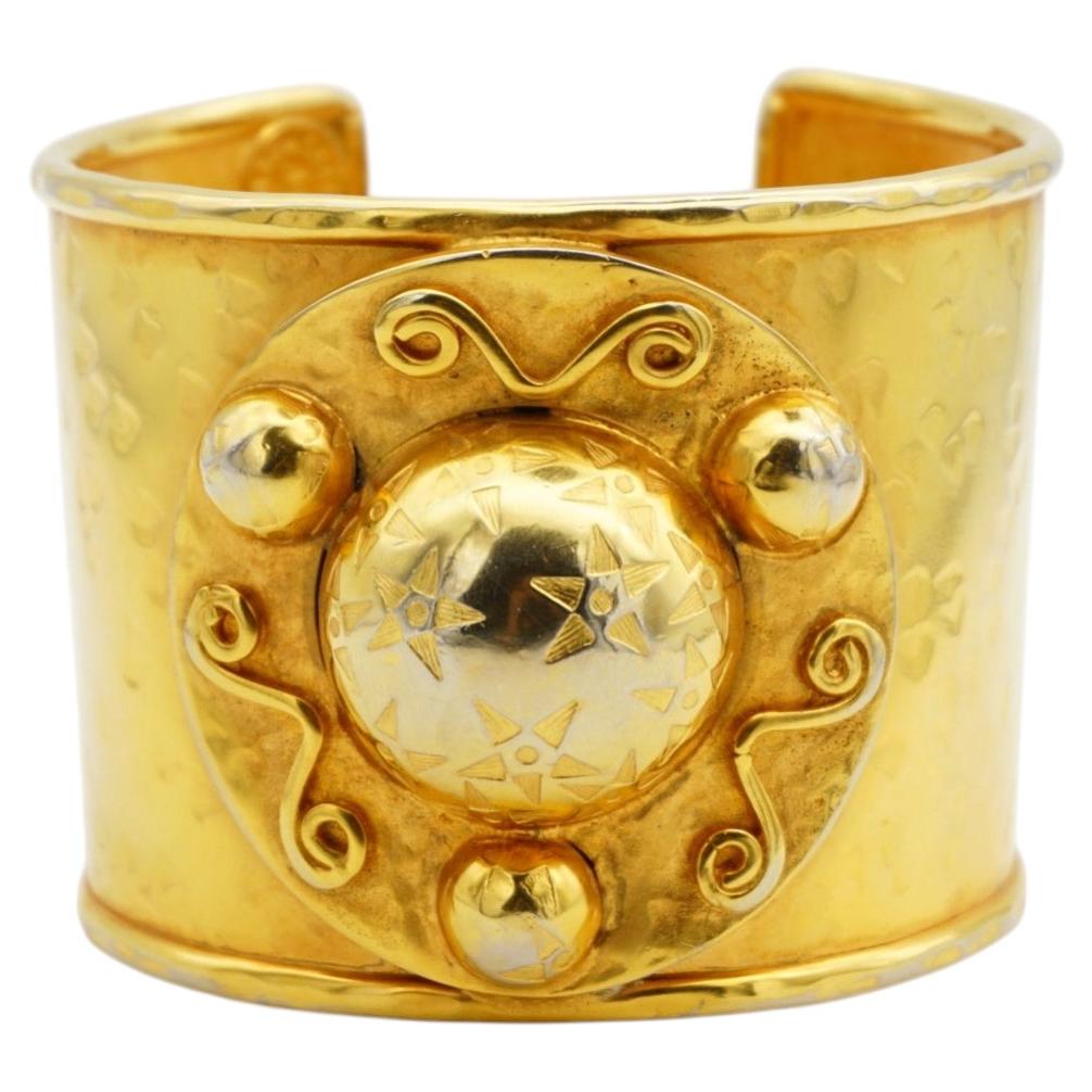 Celine Vintage Gold Globe Celestial Stars Sun Manschette Cuff Bangle Bracelet