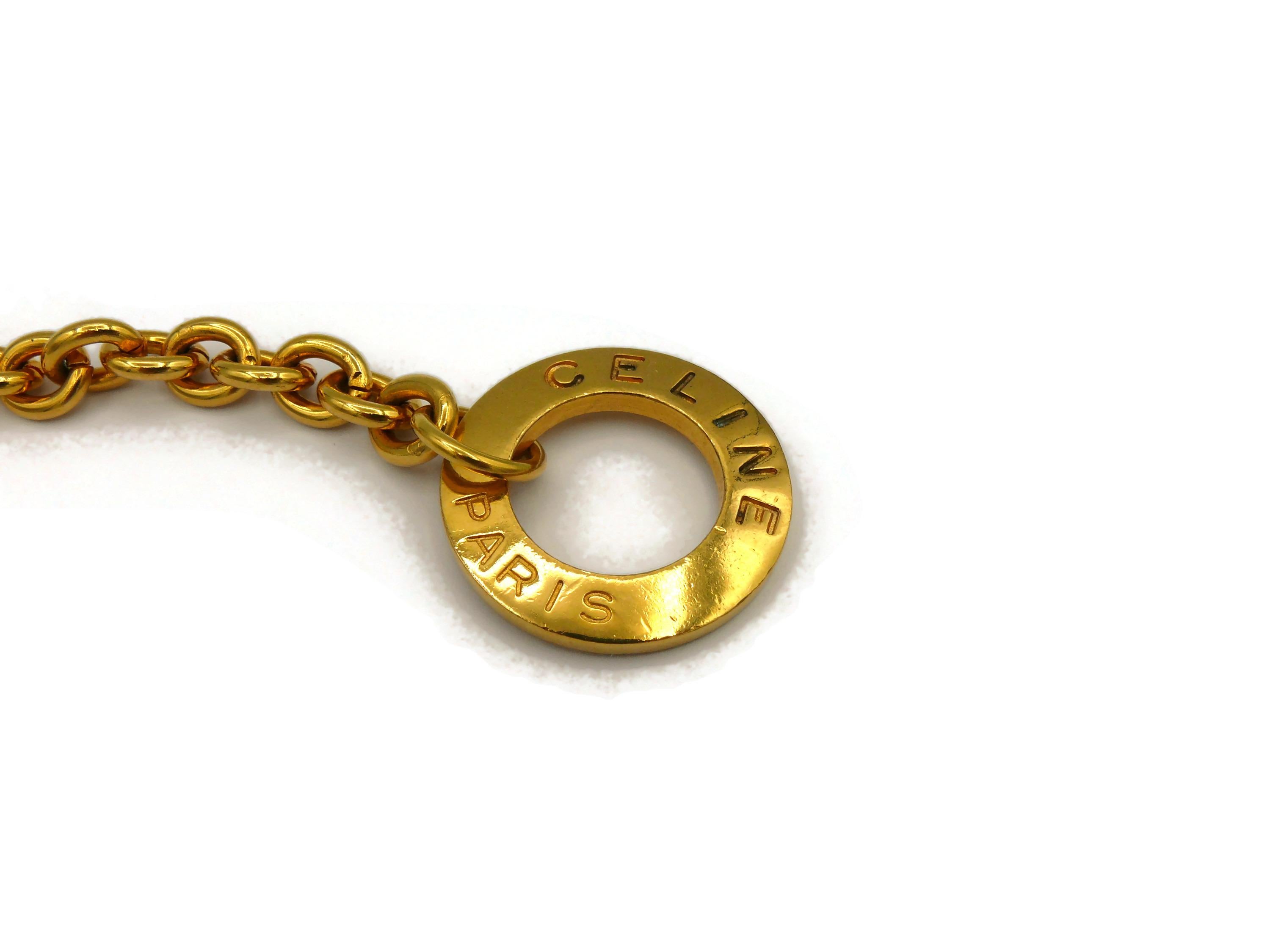 CELINE Vintage Gold Tone Chain Glass Cabochons Necklace/Belt  For Sale 7