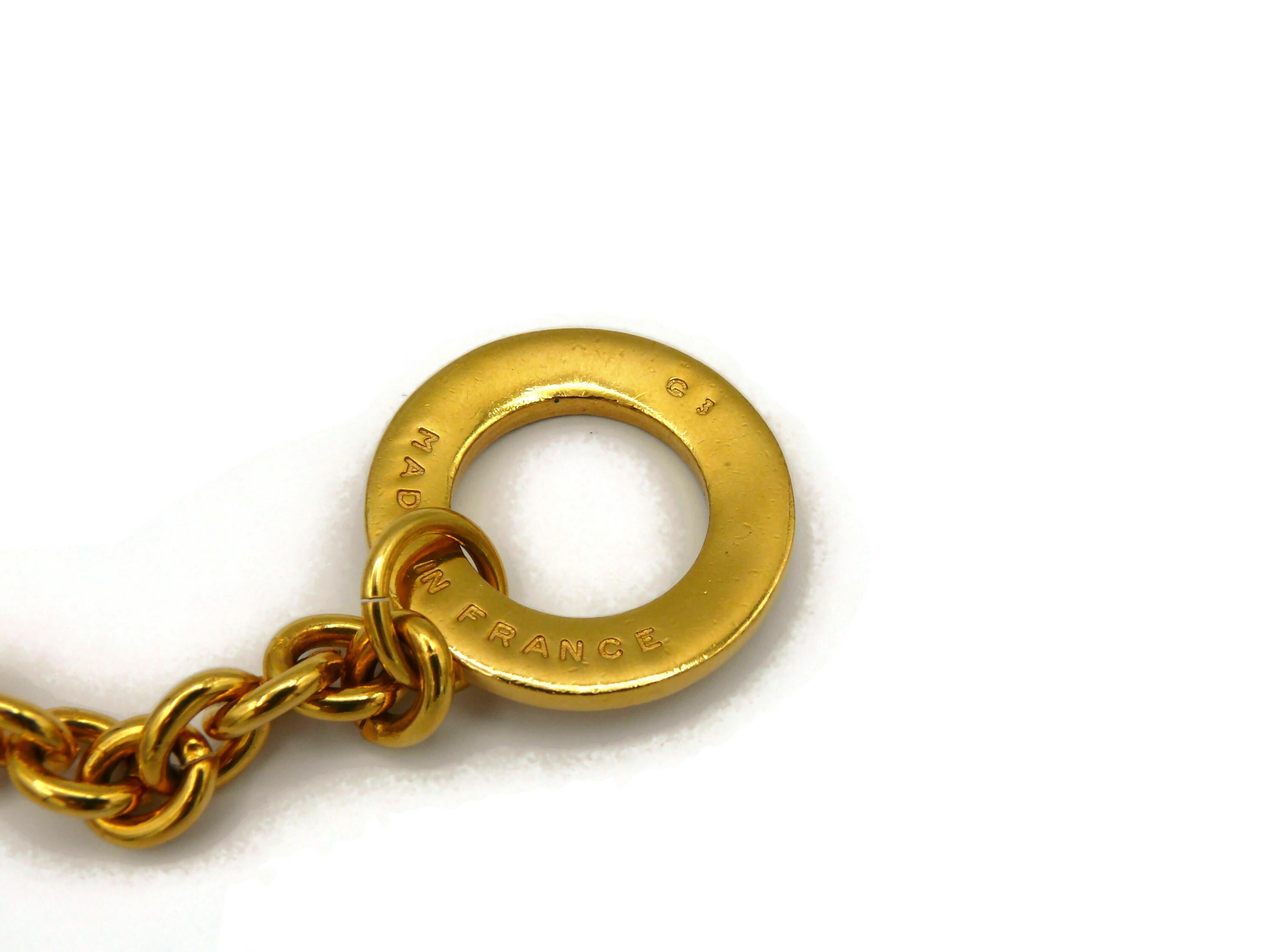 CELINE Vintage Gold Tone Chain Glass Cabochons Necklace/Belt  For Sale 8