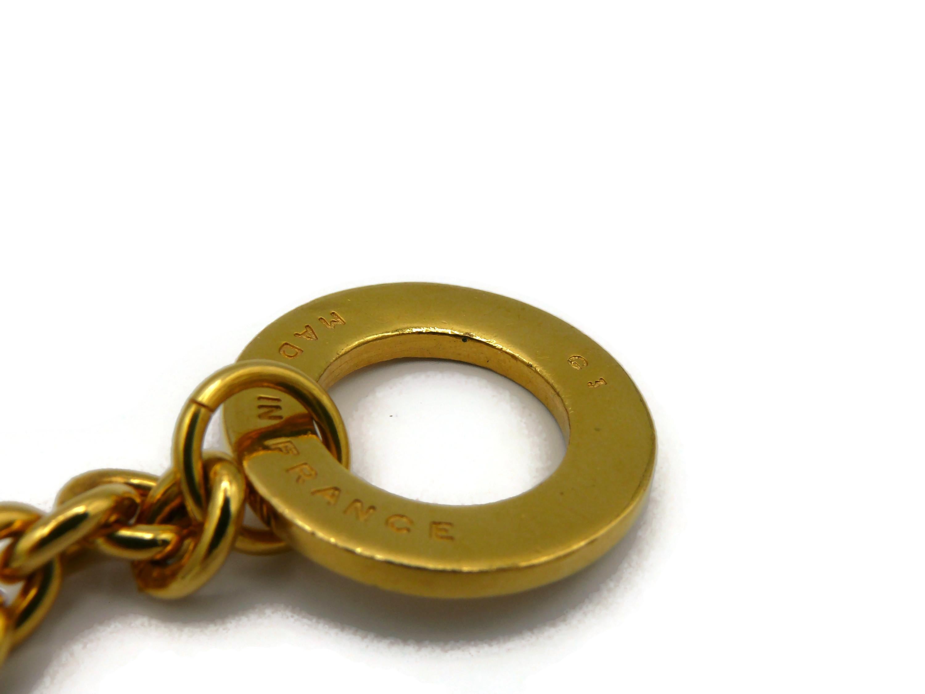 CELINE Vintage Gold Tone Chain Glass Cabochons Necklace/Belt  For Sale 11