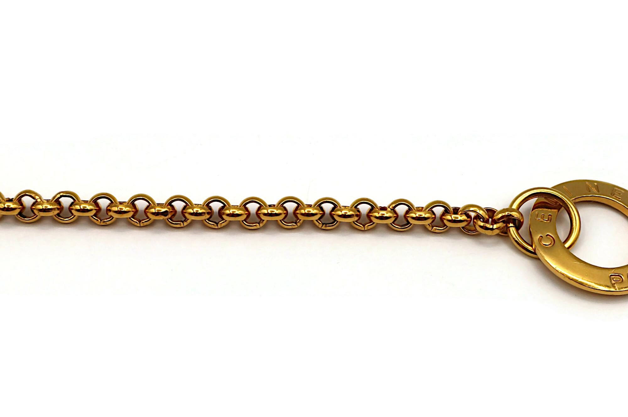 CELINE Vintage Gold Tone Crescent Moon and Star Pendant Necklace For Sale 6