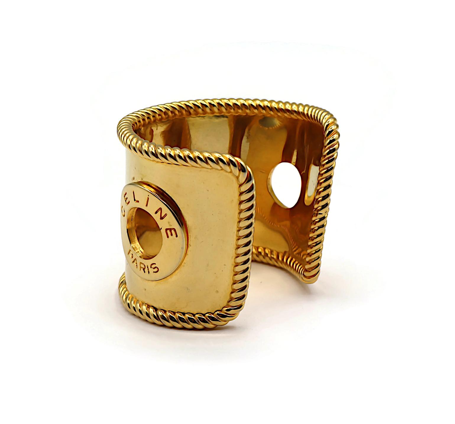 Bracciale CELINE Vintage con logo in tonalità oro in vendita 3
