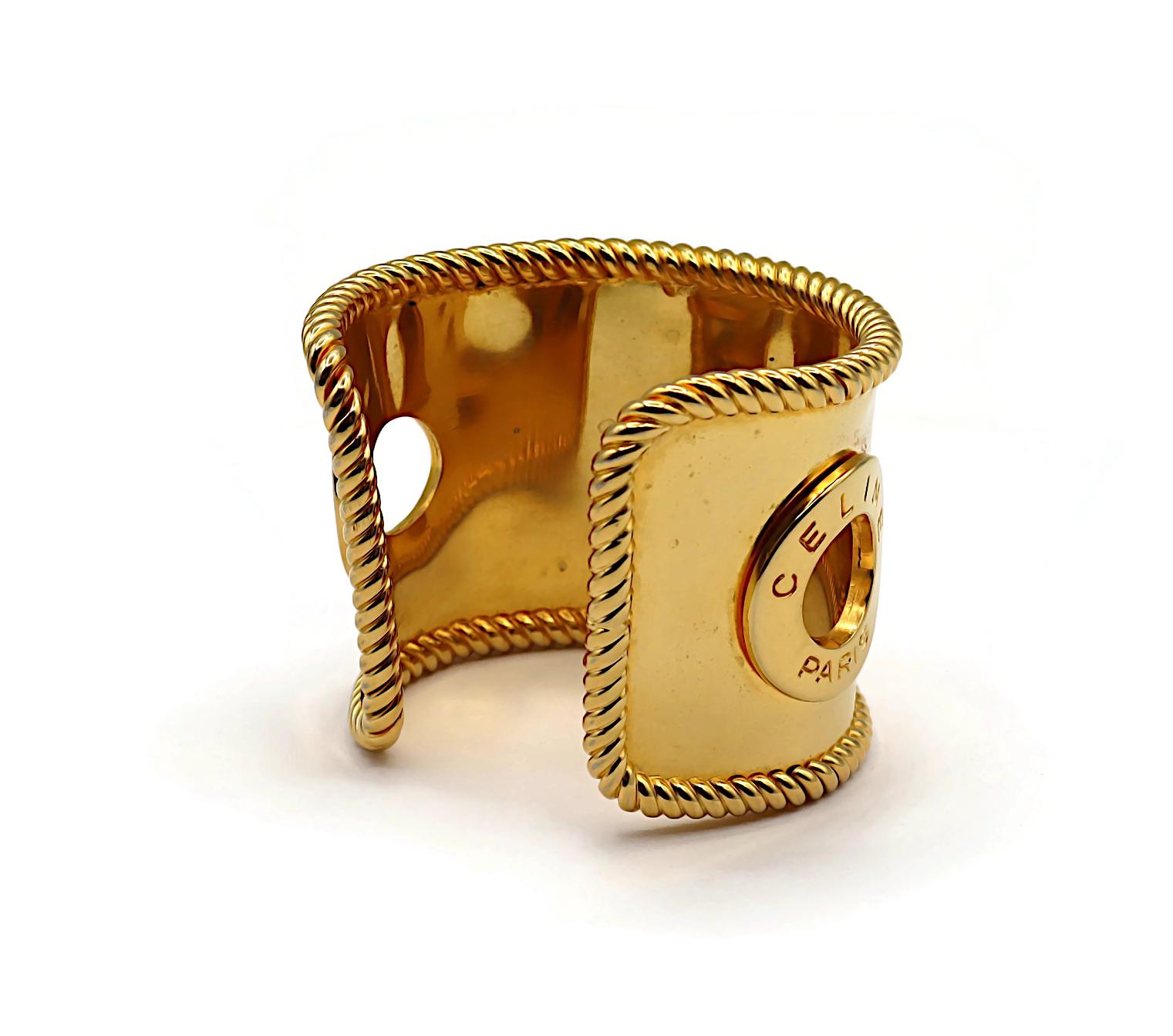Bracciale CELINE Vintage con logo in tonalità oro in vendita 4
