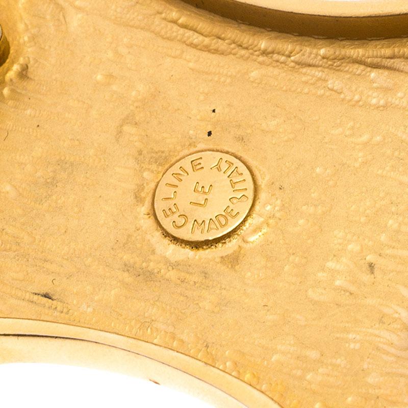 Contemporary Celine Vintage Gold Tone Logo Pendant Blazon Necklace