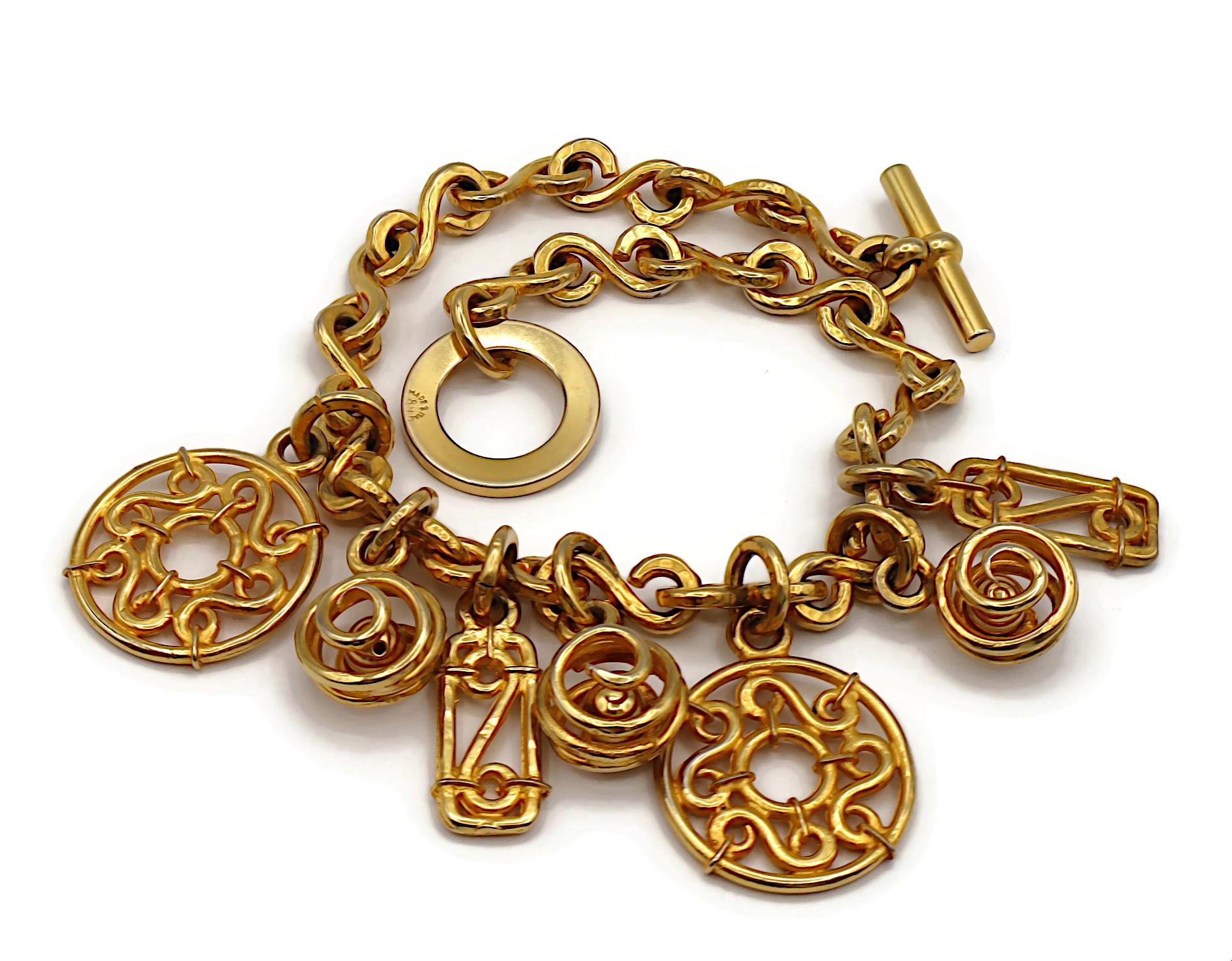 CELINE Vintage Gold Tone Charm Necklace For Sale 3