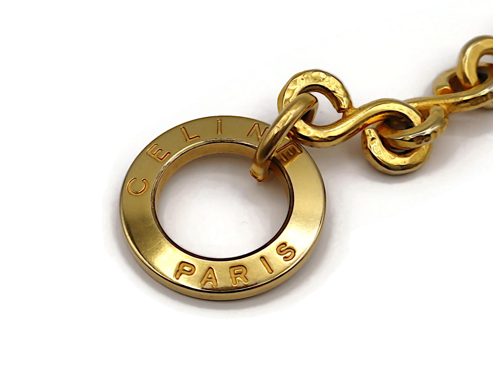 CELINE Vintage Gold Tone Charm Necklace For Sale 4