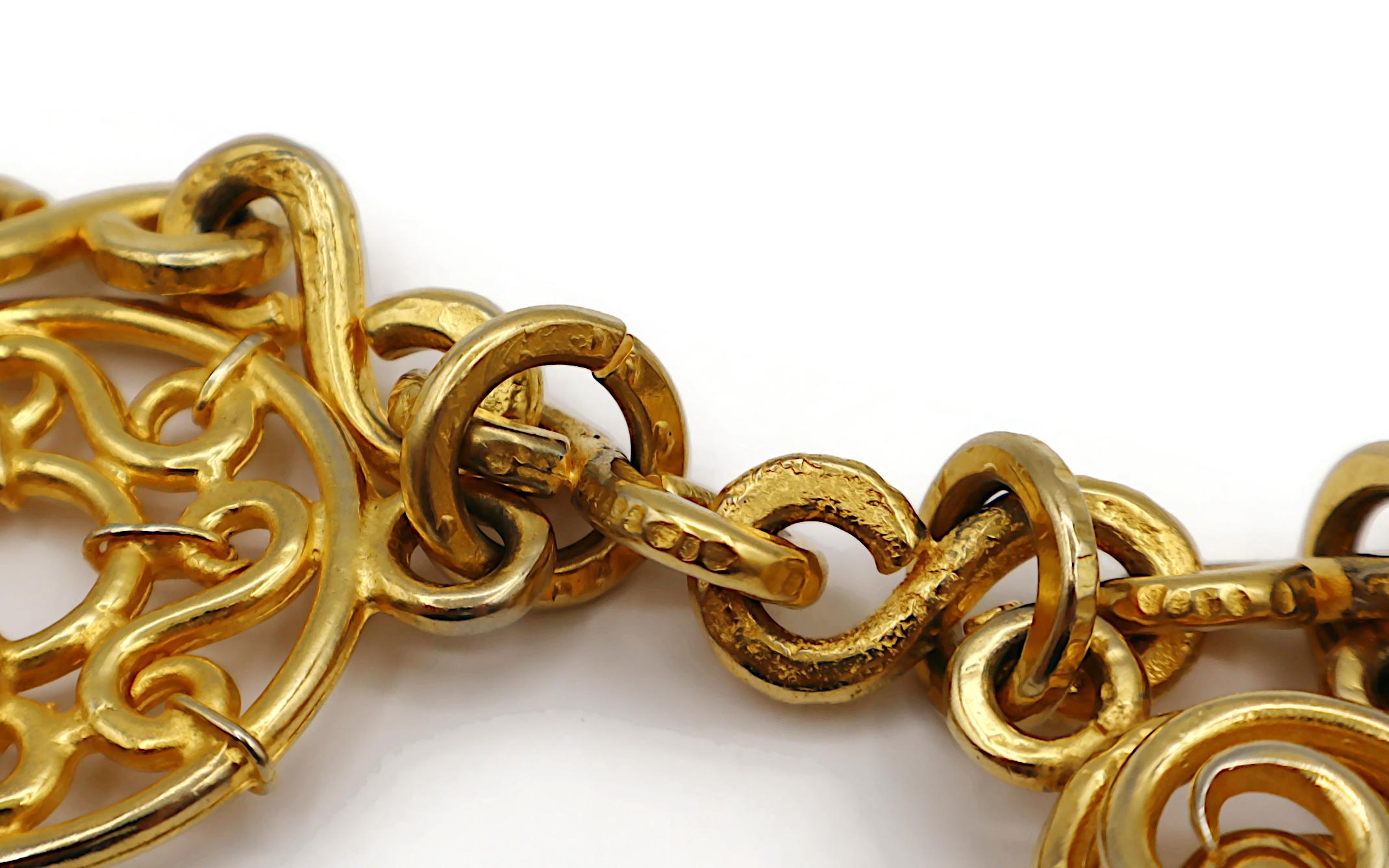 CELINE Vintage Gold Tone Charm Necklace For Sale 8