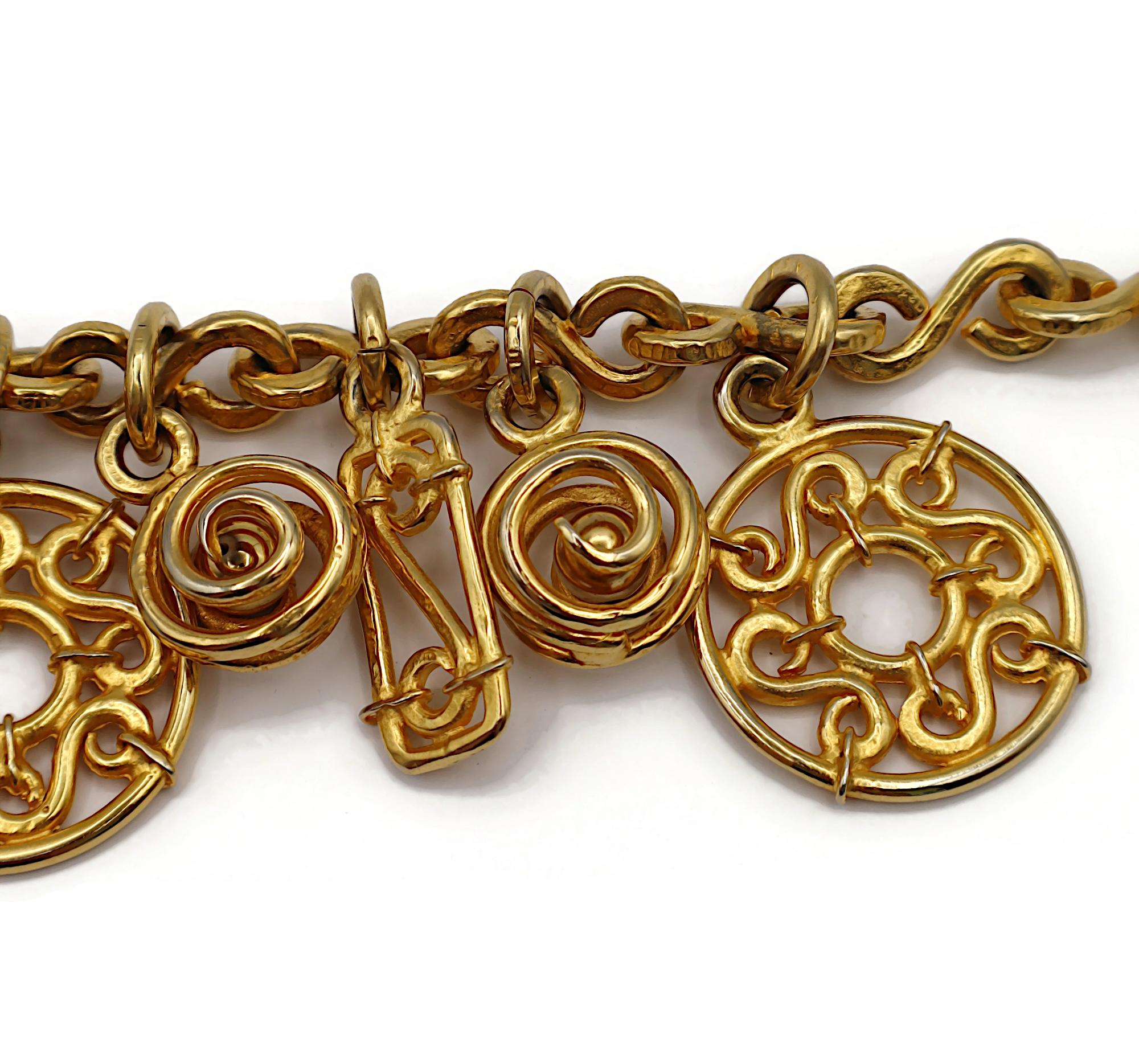 Women's CELINE Vintage Gold Tone Charm Necklace For Sale