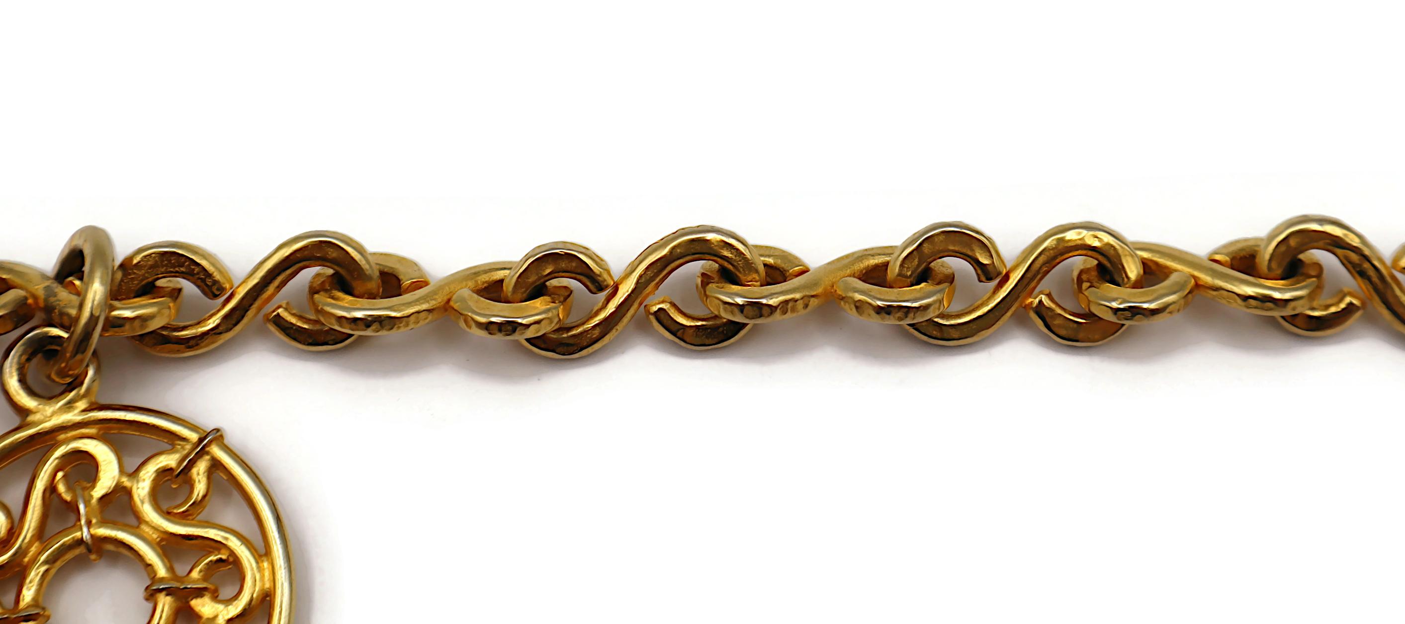 CELINE Vintage Gold Tone Charm Necklace For Sale 1