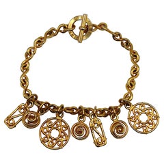 CELINE Vintage Gold Tone Charm Necklace