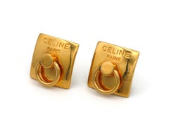 Celine Vintage Gold Toned Door Knocker Clip-On Earrings