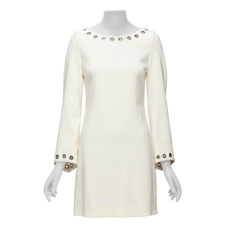 white christmas dresses Crochet Bell Sleeve Dress-Cream/PETITE M main image 0